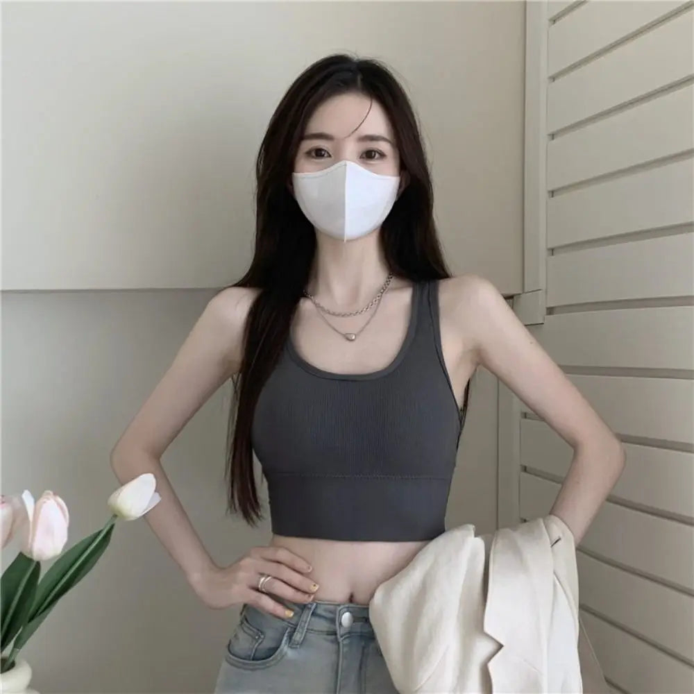 Sexy Back Cross Women Sexy Tops Thread with Breast Pads Sports Gym Bra Gathering Korean Version Camisoles Outdoor