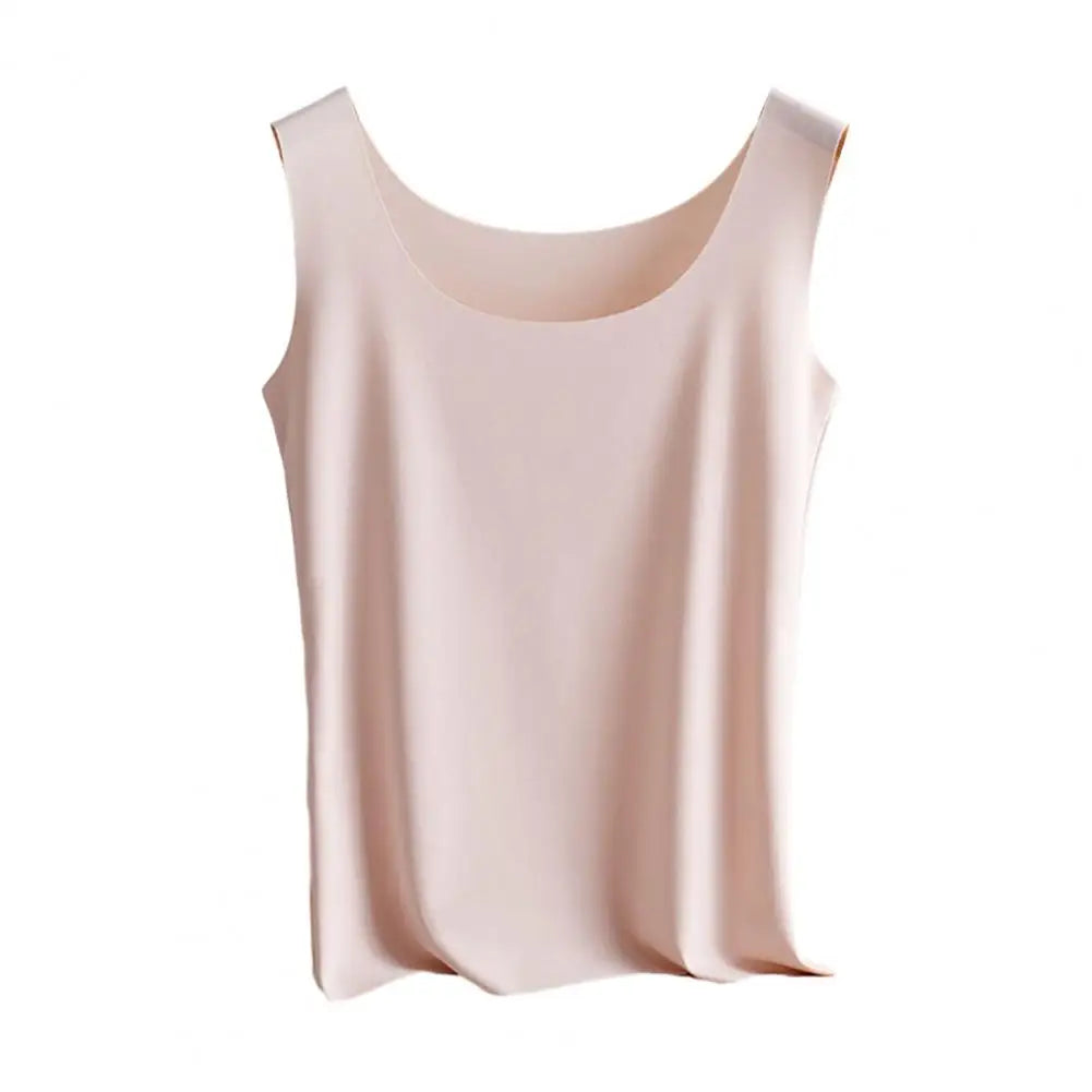 Summer Women's Ice Silk Tank Top Scoop Neck Sleeveless Vest Camisole Top Basic Cami Blouse Casual Workout Shirts