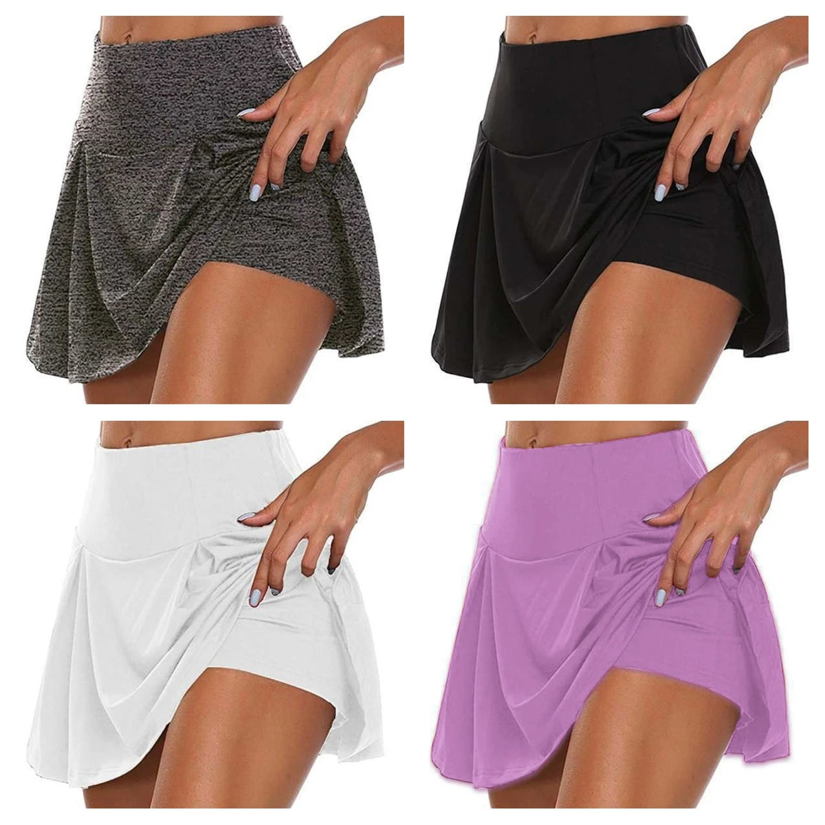 2023 Summer Women Sport Fitness Soild Color Running Tennis Skirts with Liner Yoga Gym Short Skirt Female Athletic Outfits S-5XL
