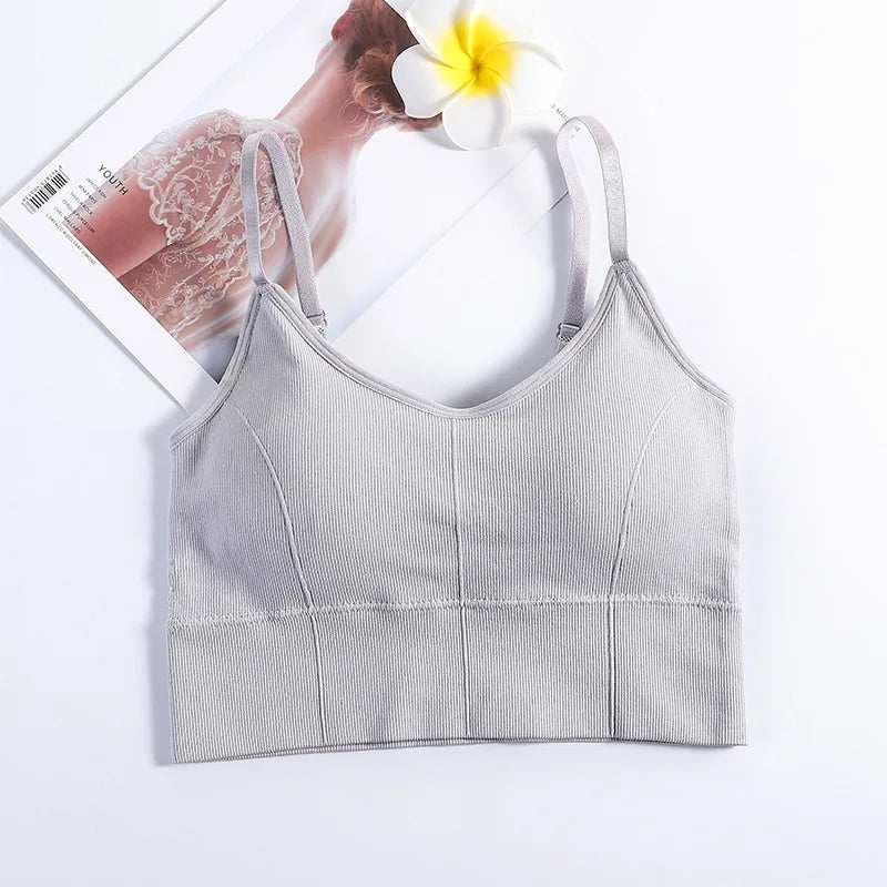 new women Sports Bras top tank vests Wrapped chest U-shaped beautiful back suspender girl's underwear student sports female vest