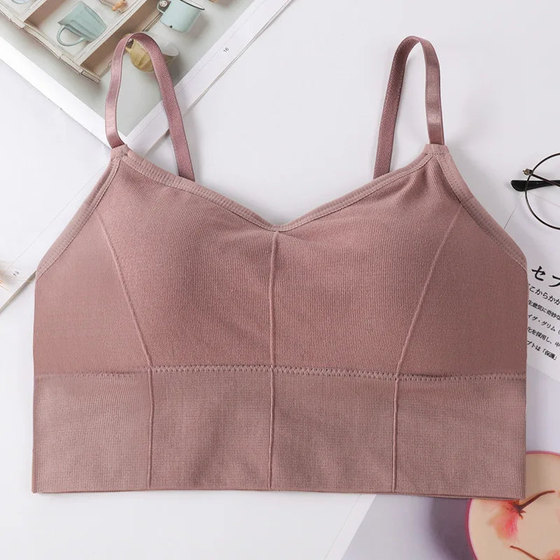 new women Sports Bras top tank vests Wrapped chest U-shaped beautiful back suspender girl's underwear student sports female vest