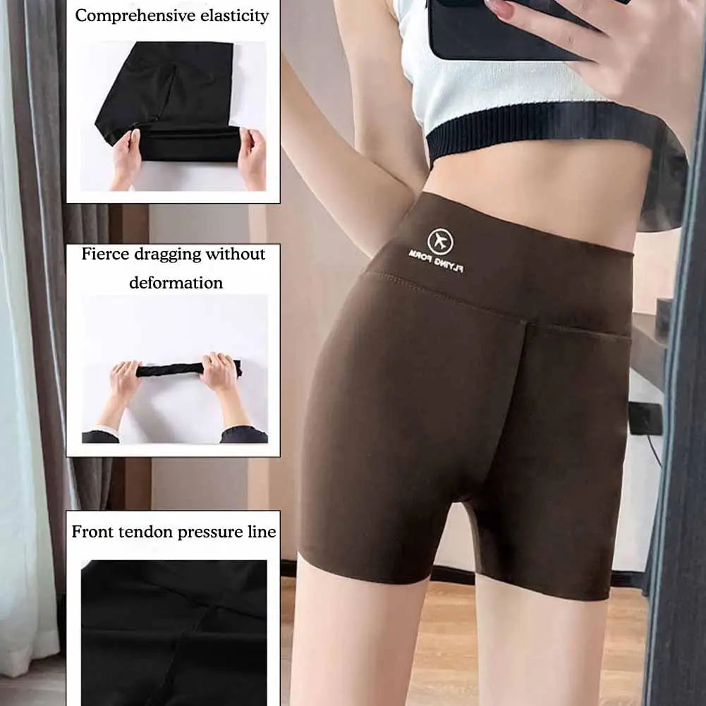 1pcs Women's Leggings Belly Tightening And Hip Lifting Pants Anti Glare Yoga Ice Silk Seamless Shorts Safety Shorts 3/4 Pants 