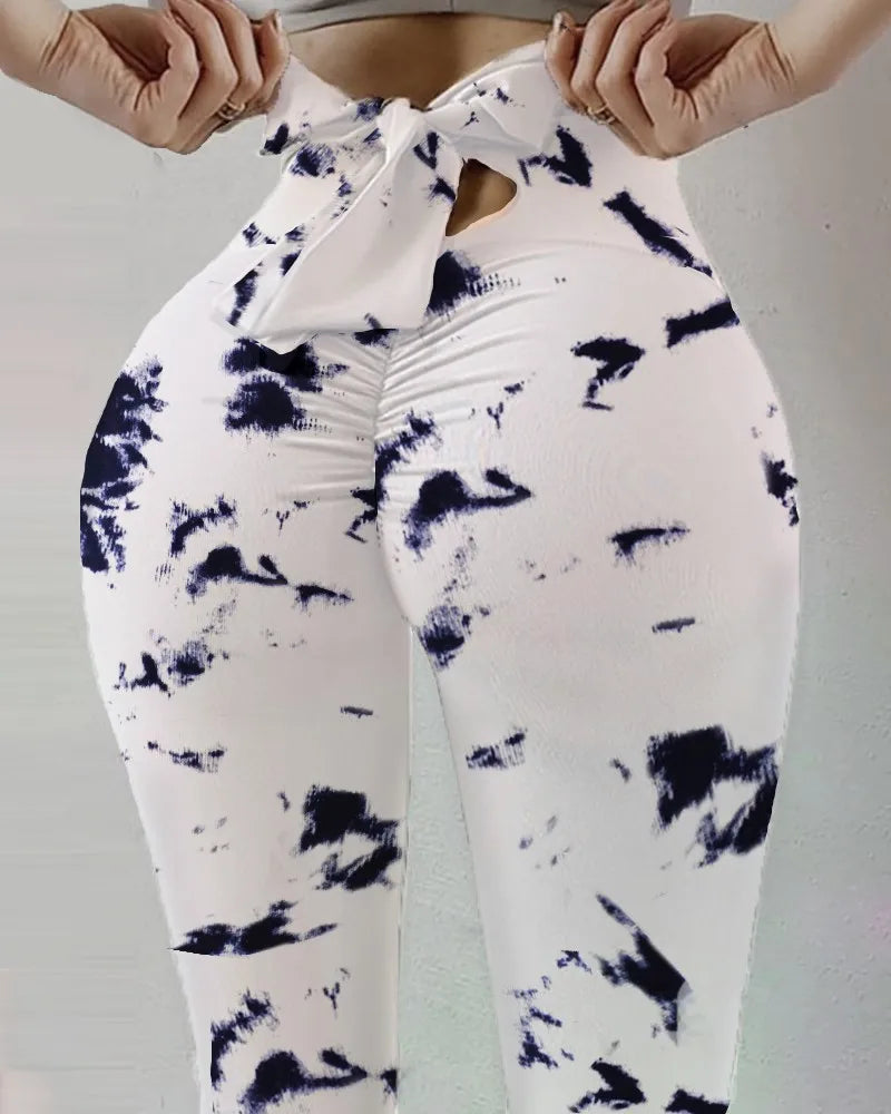 DeanFire New Design Women High Waisted Tie Dye Printed Leggins Women Fitness Tight Quick Drying Butt Lift Yoga Pants Leggings