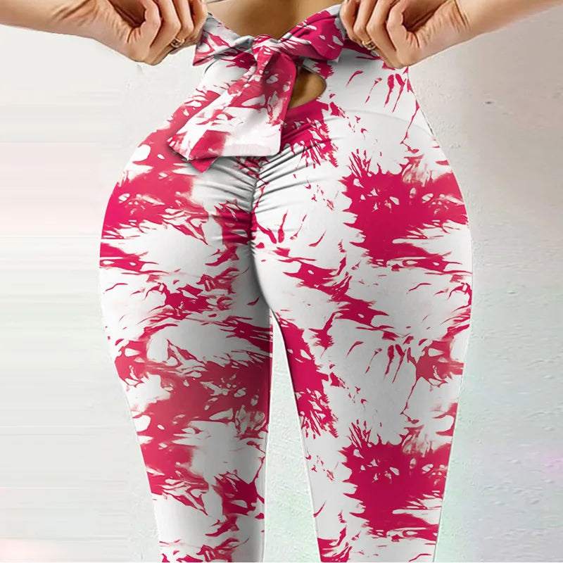 DeanFire New Design Women High Waisted Tie Dye Printed Leggins Women Fitness Tight Quick Drying Butt Lift Yoga Pants Leggings