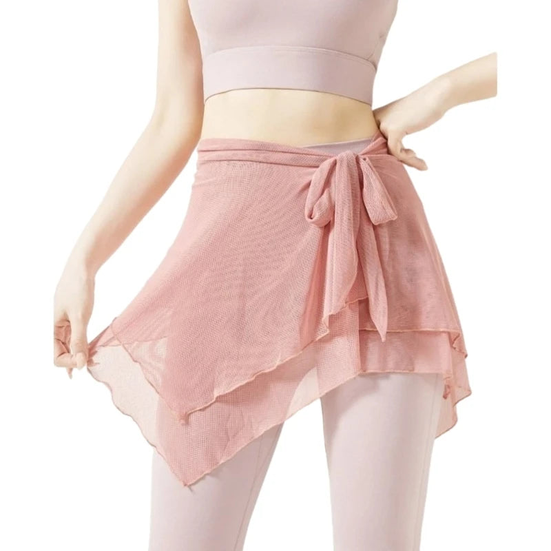 31BF Women Yoga Wrap Skirt Solid Color Dance Skirt Athletic Sport Wrap Short Skirts Simple Tennis Tie Up Skirts