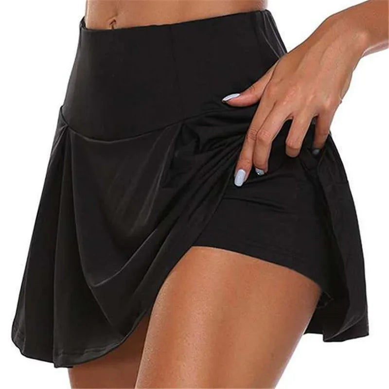 2023 Summer Women Sport Fitness Soild Color Running Tennis Skirts with Liner Yoga Gym Short Skirt Female Athletic Outfits S-5XL