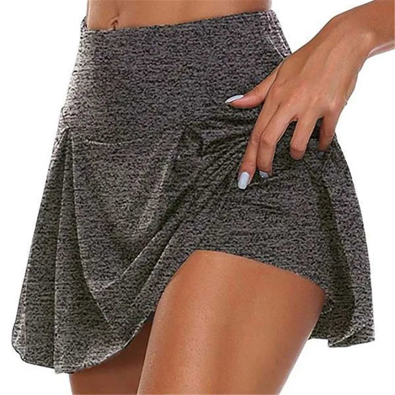 2023 Summer Women Sport Fitness Soild Color Running Tennis Skirts with Liner Yoga Gym Short Skirt Female Athletic Outfits S-5XL