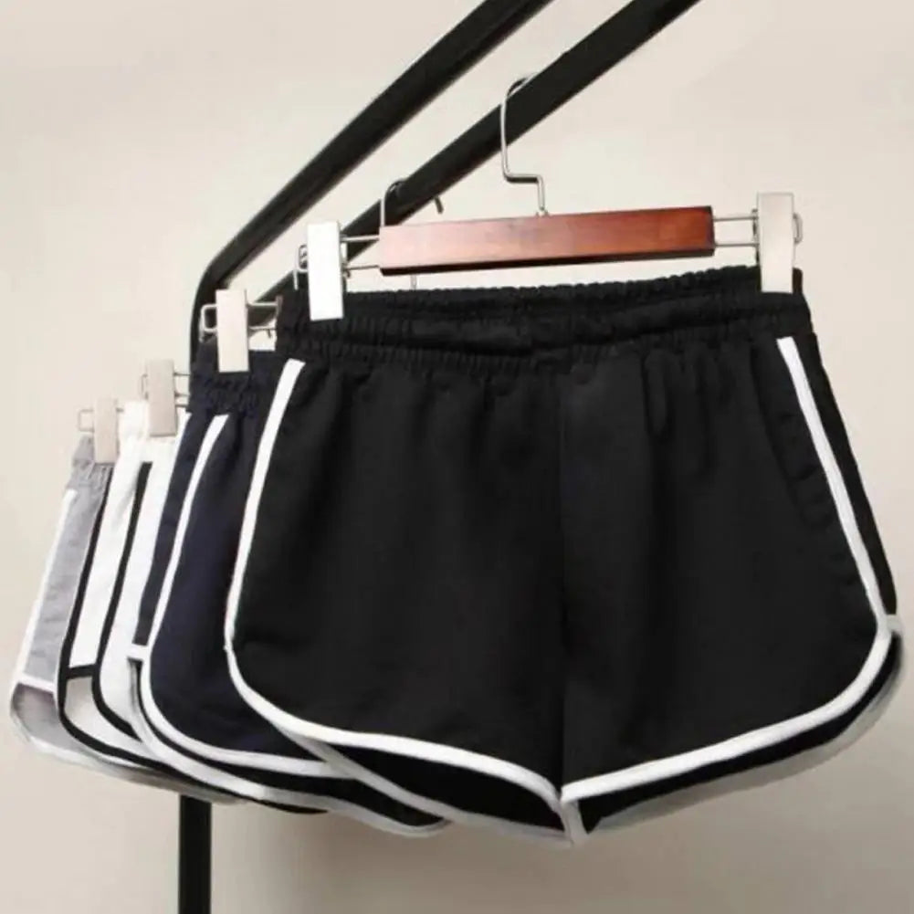 Women's Cotton Yoga Shorts Mid-waist Casual Loose Straight Pants Lady Striped Sports Shorts Running Wearing Gym Yoga Hot Pants