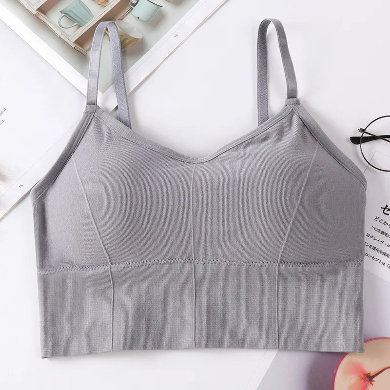 new women Sports Bras top tank vests Wrapped chest U-shaped beautiful back suspender girl's underwear student sports female vest