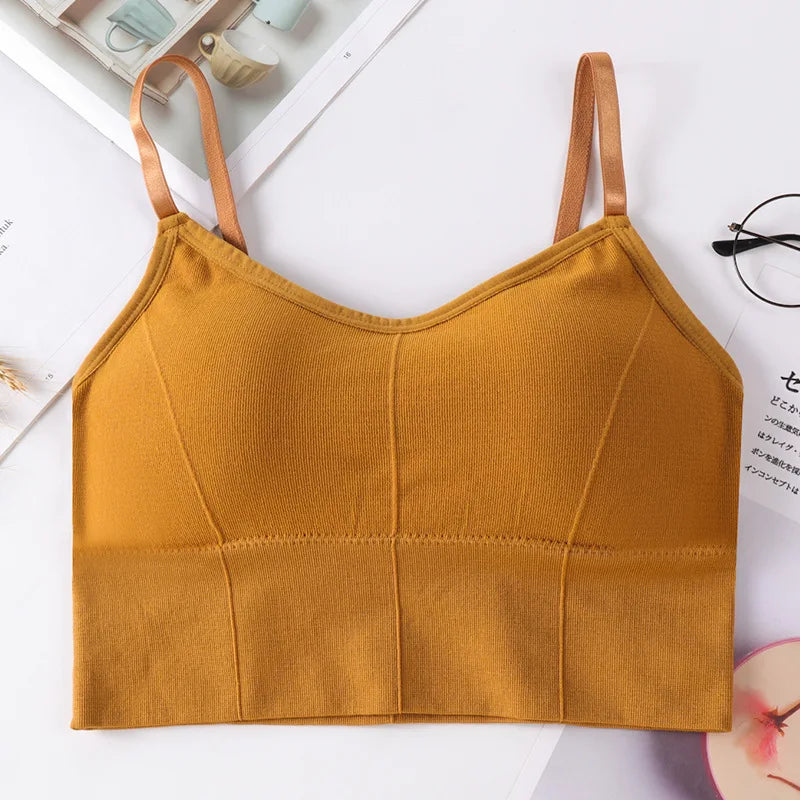 new women Sports Bras top tank vests Wrapped chest U-shaped beautiful back suspender girl's underwear student sports female vest