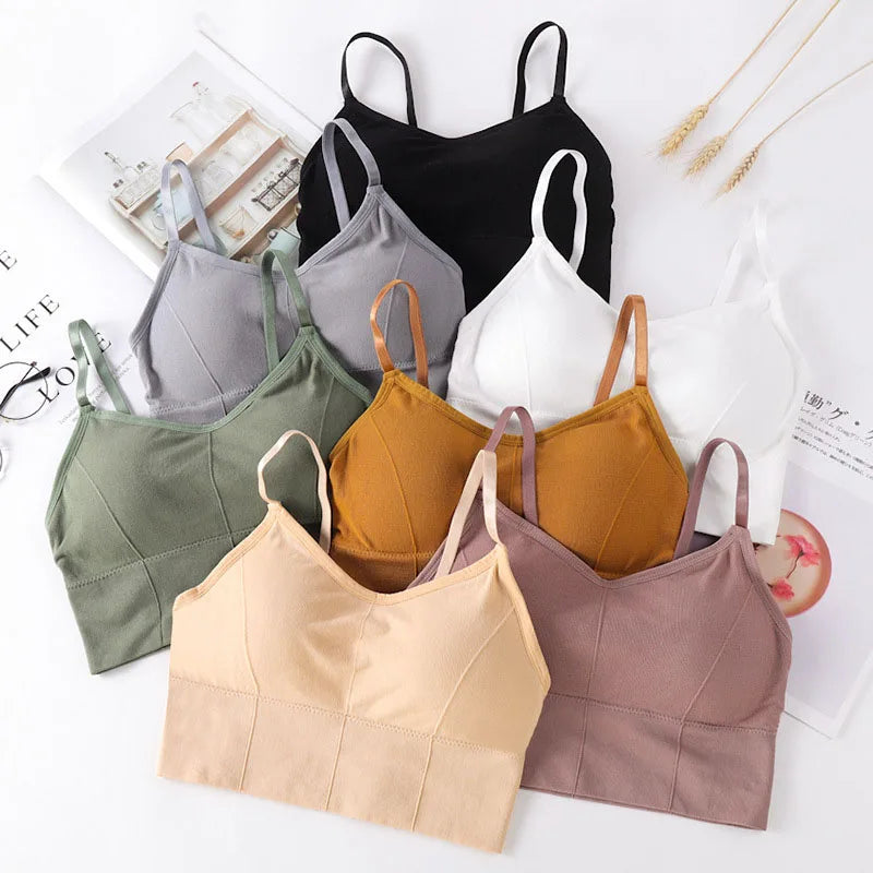 new women Sports Bras top tank vests Wrapped chest U-shaped beautiful back suspender girl's underwear student sports female vest