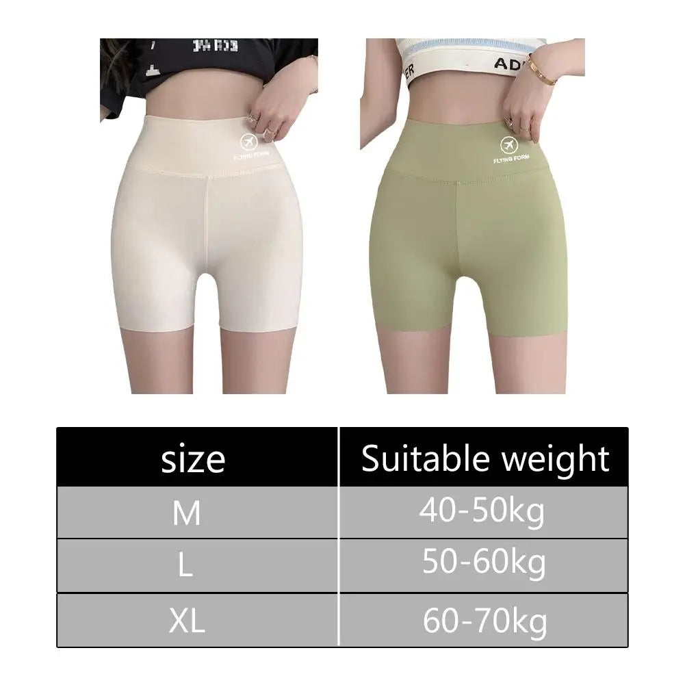 1pcs Women's Leggings Belly Tightening And Hip Lifting Pants Anti Glare Yoga Ice Silk Seamless Shorts Safety Shorts 3/4 Pants 