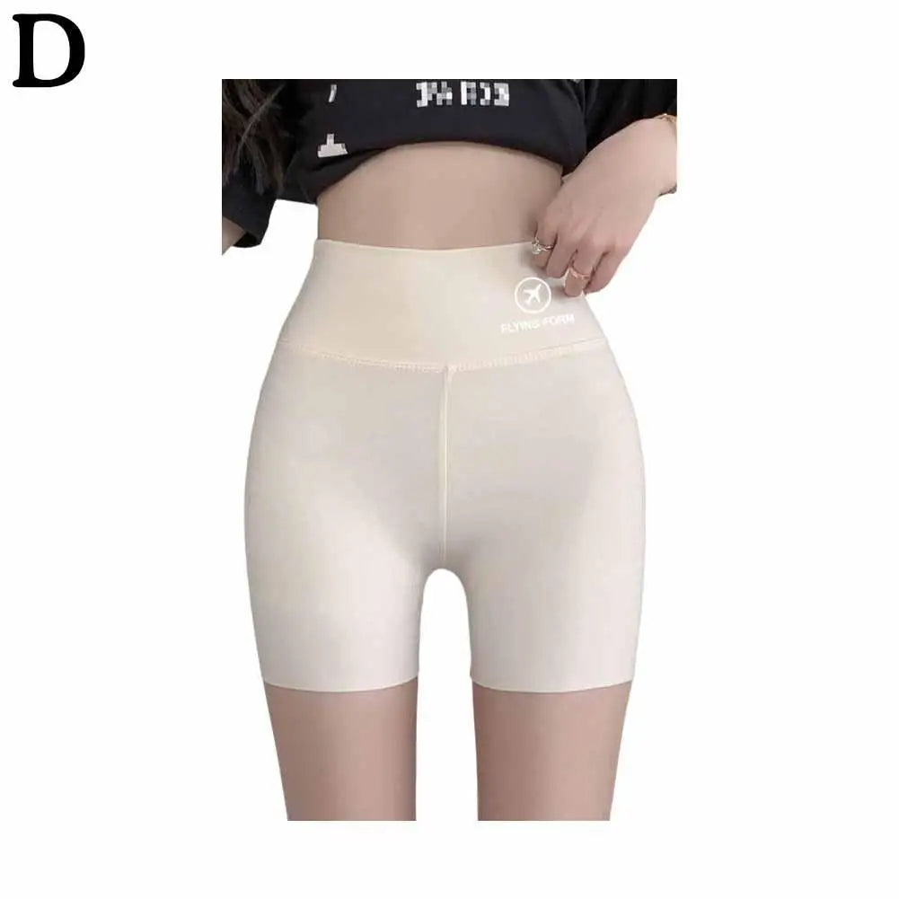 1pcs Women's Leggings Belly Tightening And Hip Lifting Pants Anti Glare Yoga Ice Silk Seamless Shorts Safety Shorts 3/4 Pants 
