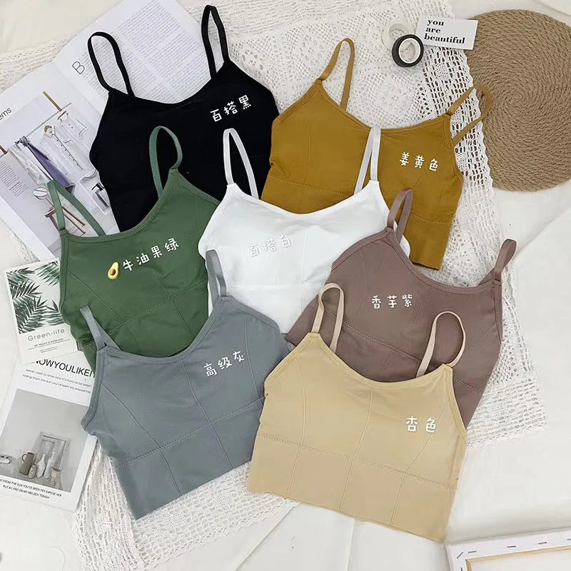 new women Sports Bras top tank vests Wrapped chest U-shaped beautiful back suspender girl's underwear student sports female vest