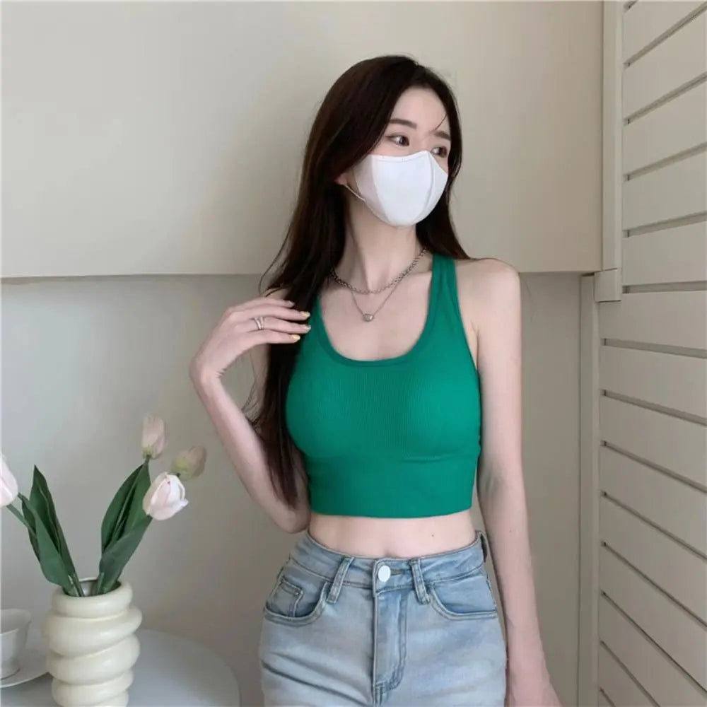 Sexy Back Cross Women Sexy Tops Thread with Breast Pads Sports Gym Bra Gathering Korean Version Camisoles Outdoor