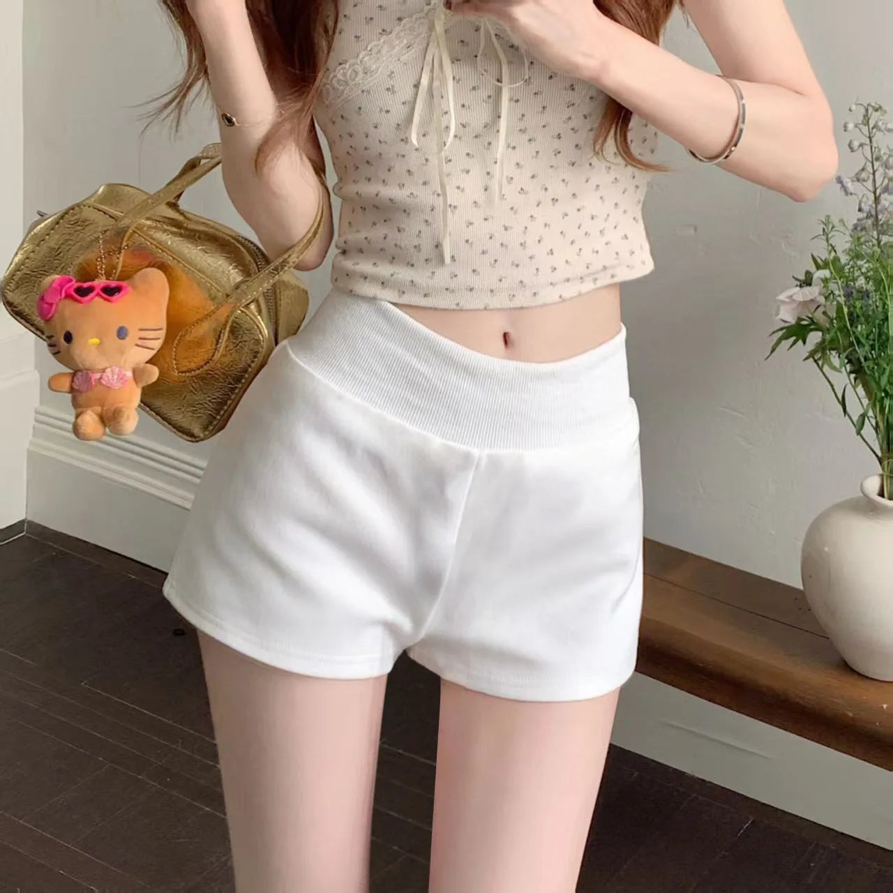Charcoal California Vibe Sport Shorts Women's 5" High Waisted A Line Summer Beach to Street Hybrid Underwear Ready Activewear