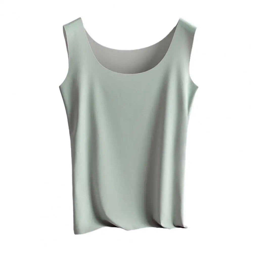 Summer Women's Ice Silk Tank Top Scoop Neck Sleeveless Vest Camisole Top Basic Cami Blouse Casual Workout Shirts