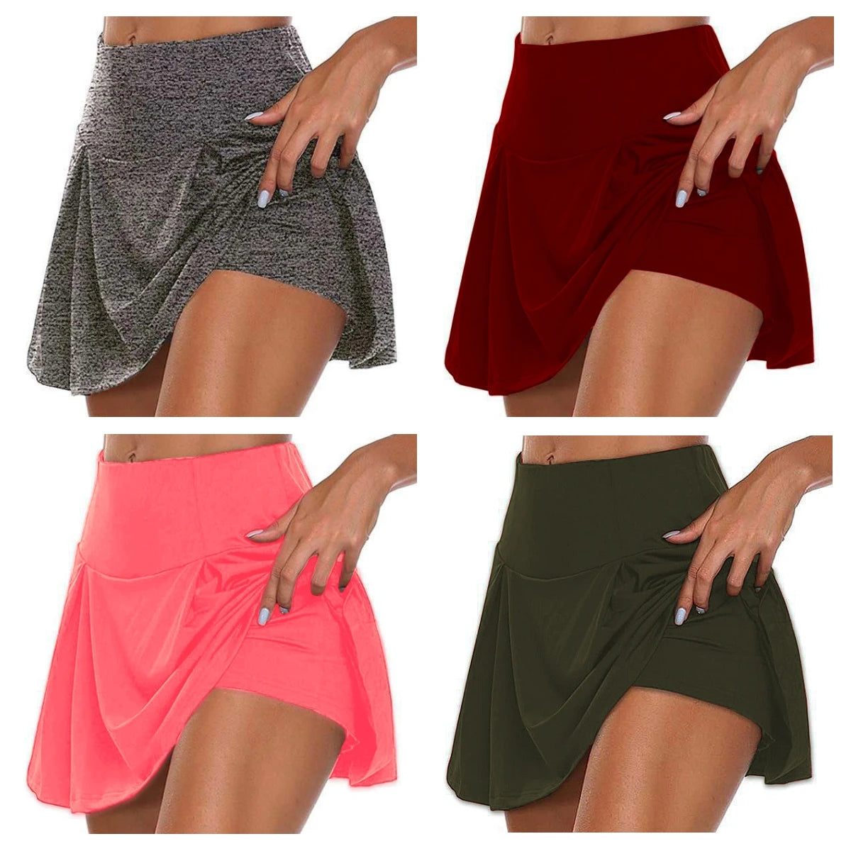 2023 Summer Women Sport Fitness Soild Color Running Tennis Skirts with Liner Yoga Gym Short Skirt Female Athletic Outfits S-5XL
