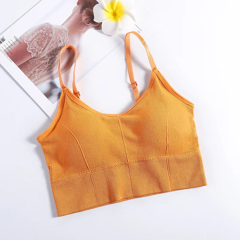 new women Sports Bras top tank vests Wrapped chest U-shaped beautiful back suspender girl's underwear student sports female vest
