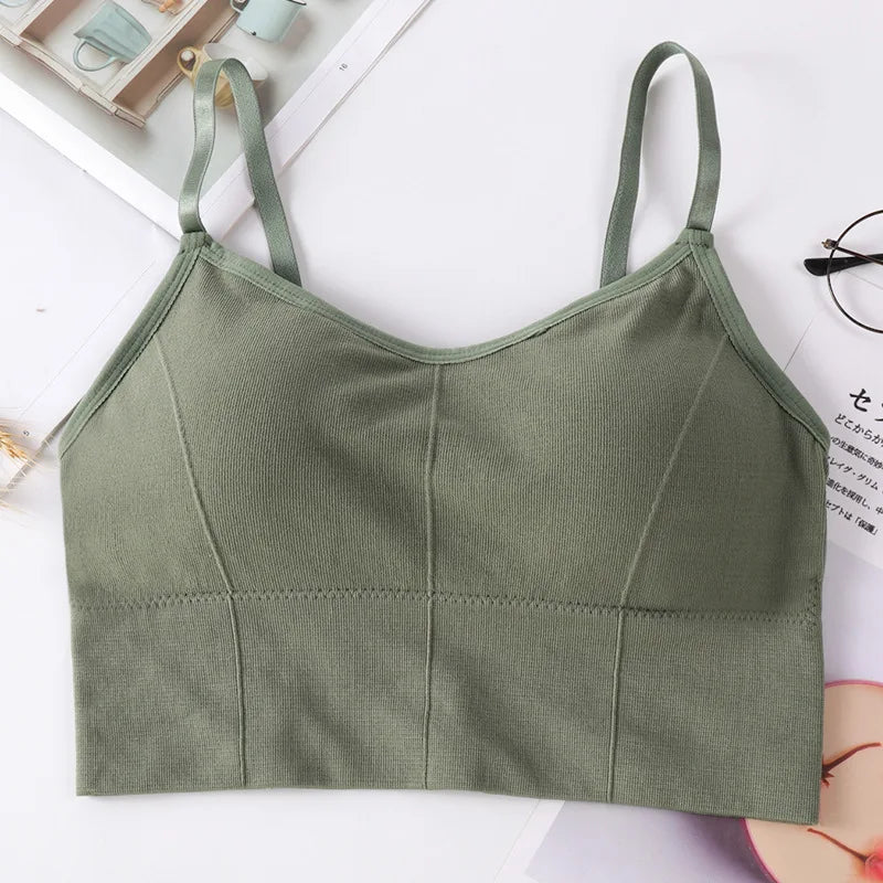 new women Sports Bras top tank vests Wrapped chest U-shaped beautiful back suspender girl's underwear student sports female vest