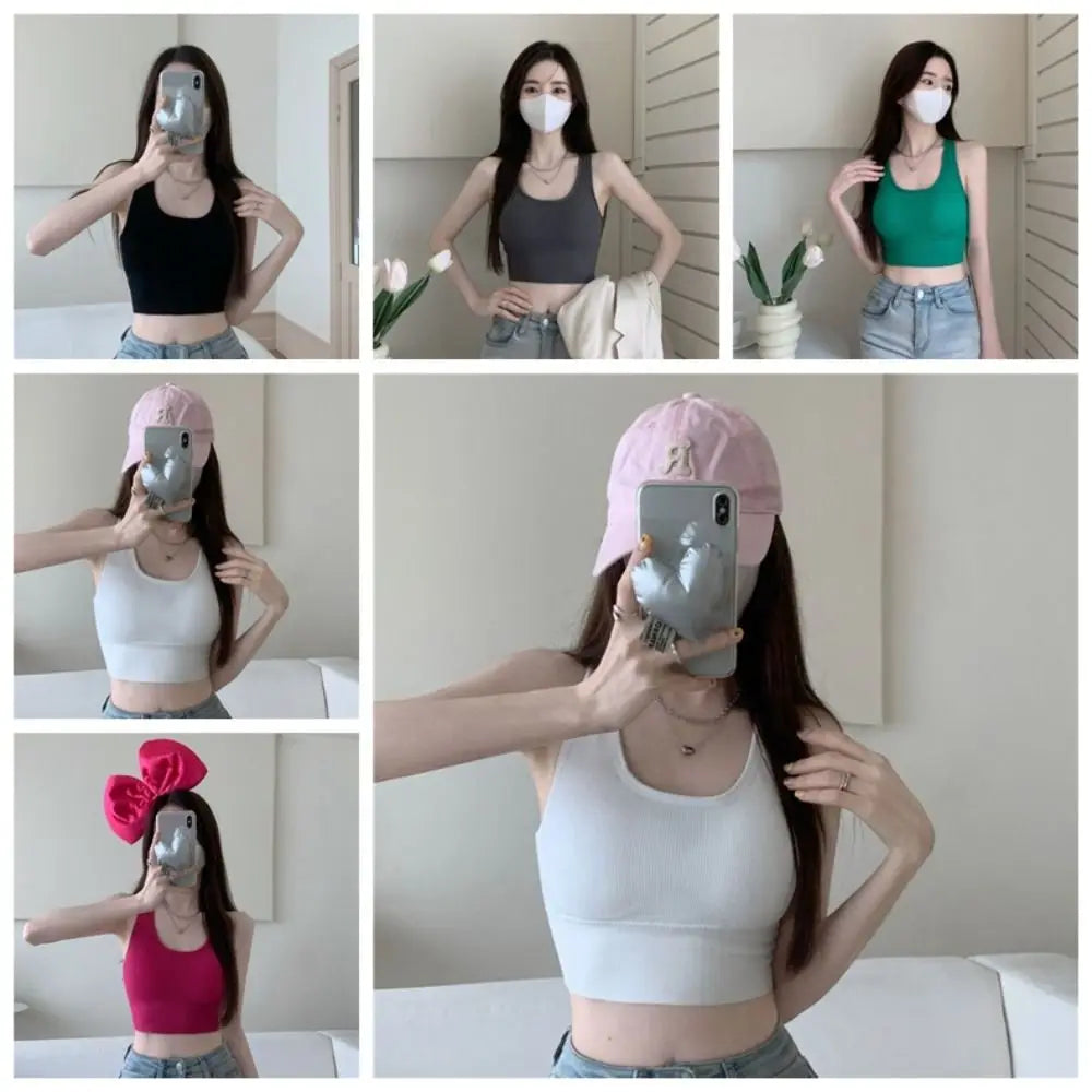 Sexy Back Cross Women Sexy Tops Thread with Breast Pads Sports Gym Bra Gathering Korean Version Camisoles Outdoor