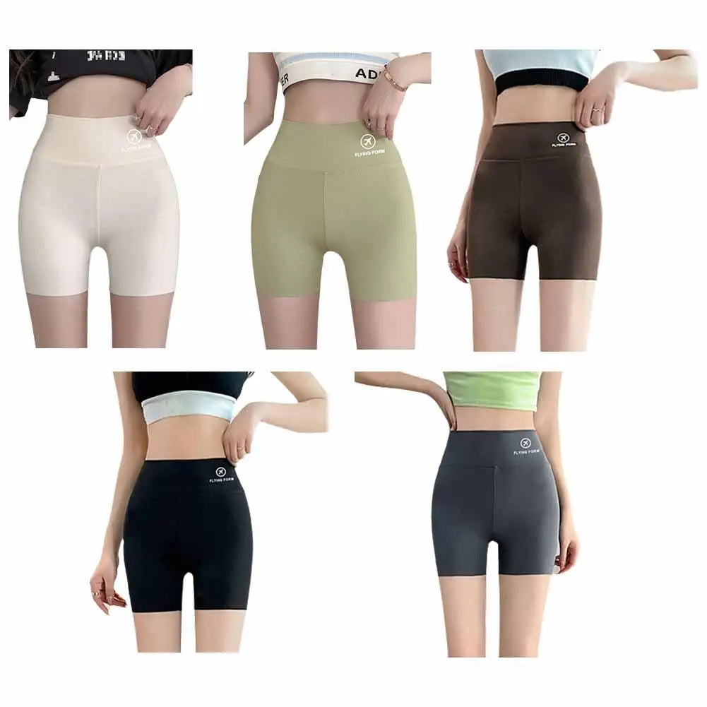 1pcs Women's Leggings Belly Tightening And Hip Lifting Pants Anti Glare Yoga Ice Silk Seamless Shorts Safety Shorts 3/4 Pants 