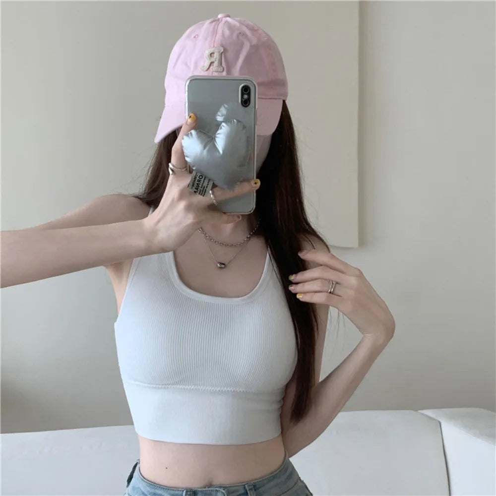 Sexy Back Cross Women Sexy Tops Thread with Breast Pads Sports Gym Bra Gathering Korean Version Camisoles Outdoor