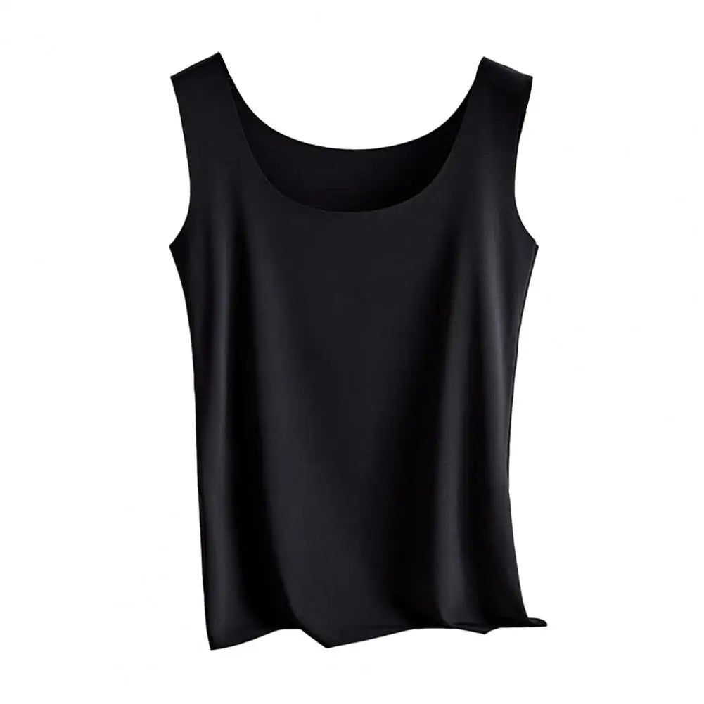 Summer Women's Ice Silk Tank Top Scoop Neck Sleeveless Vest Camisole Top Basic Cami Blouse Casual Workout Shirts