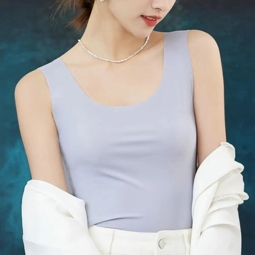 Summer Women's Ice Silk Tank Top Scoop Neck Sleeveless Vest Camisole Top Basic Cami Blouse Casual Workout Shirts