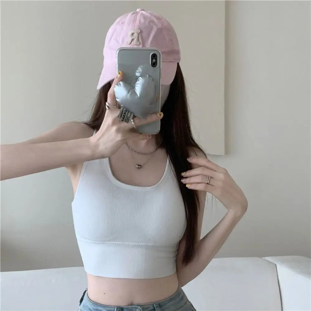 Sexy Back Cross Women Sexy Tops Thread with Breast Pads Sports Gym Bra Gathering Korean Version Camisoles Outdoor