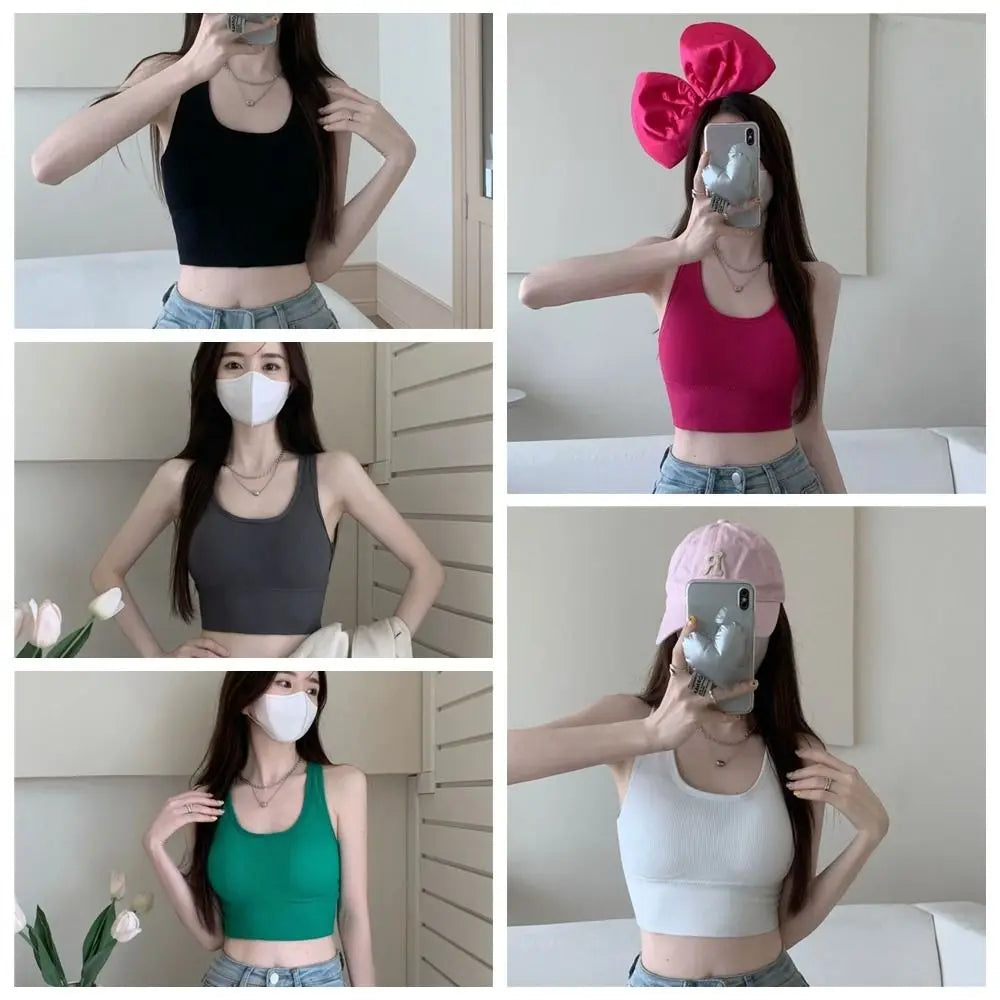 Sexy Back Cross Women Sexy Tops Thread with Breast Pads Sports Gym Bra Gathering Korean Version Camisoles Outdoor