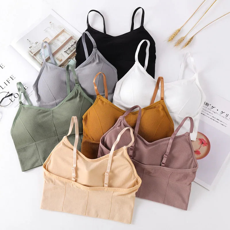 new women Sports Bras top tank vests Wrapped chest U-shaped beautiful back suspender girl's underwear student sports female vest