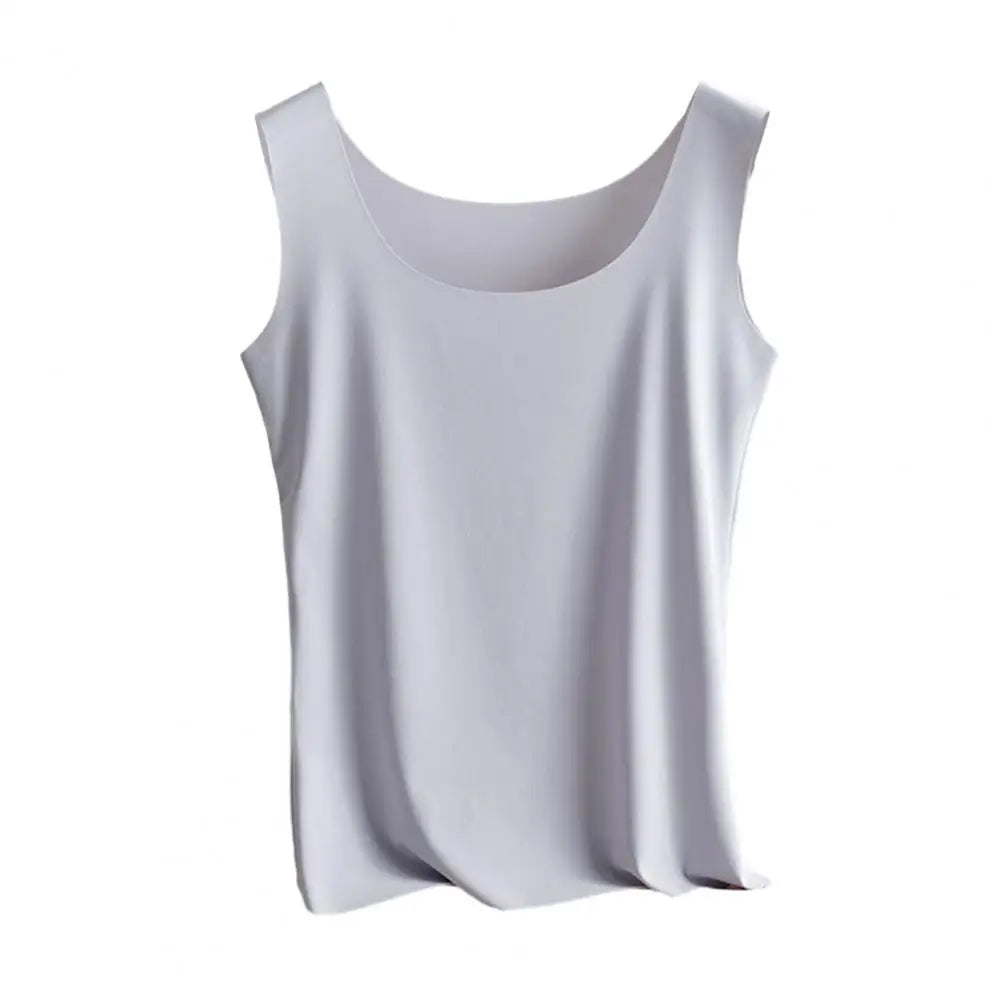 Summer Women's Ice Silk Tank Top Scoop Neck Sleeveless Vest Camisole Top Basic Cami Blouse Casual Workout Shirts