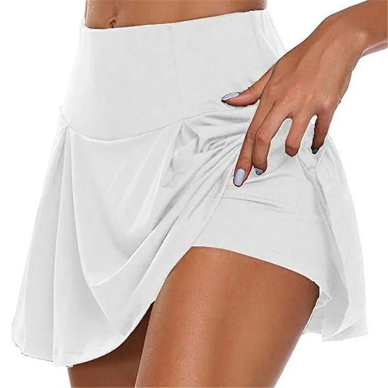 2023 Summer Women Sport Fitness Soild Color Running Tennis Skirts with Liner Yoga Gym Short Skirt Female Athletic Outfits S-5XL