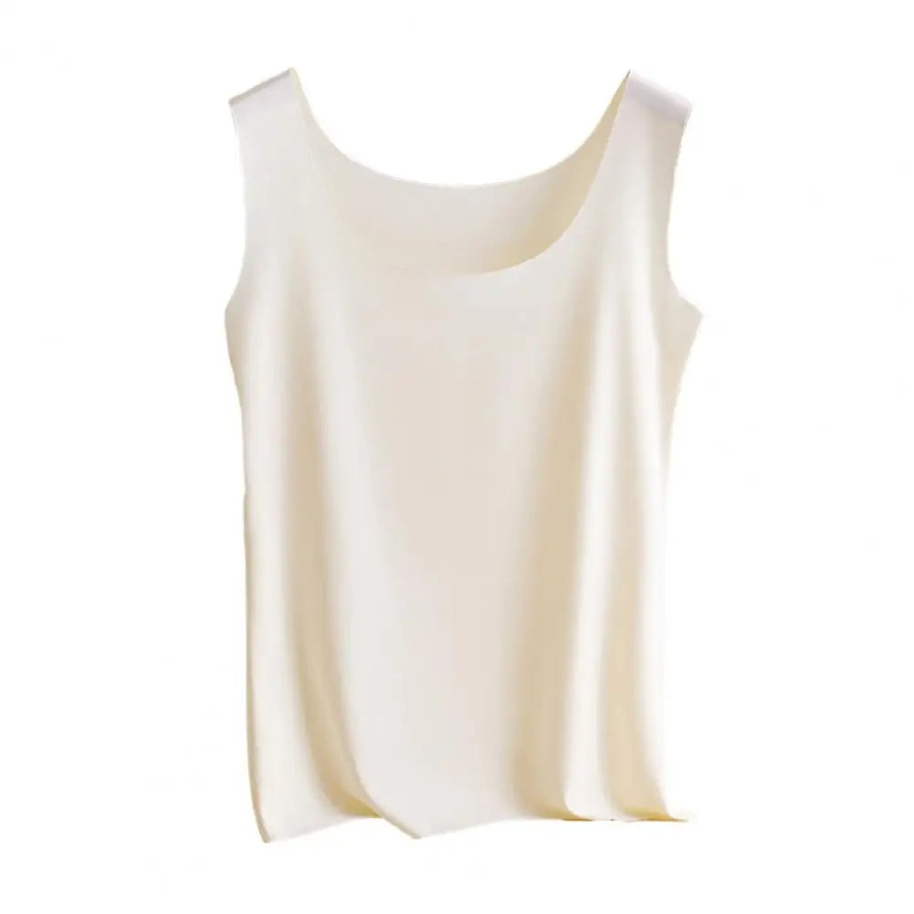 Summer Women's Ice Silk Tank Top Scoop Neck Sleeveless Vest Camisole Top Basic Cami Blouse Casual Workout Shirts