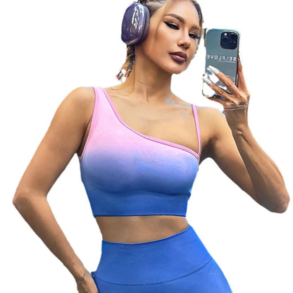 Pmwrun Women's Active Wear Set Seamless Dye Tie Dye Set Beautiful Back Yoga Bra Suspender High Waist Hip Lift Yoga Pants Set