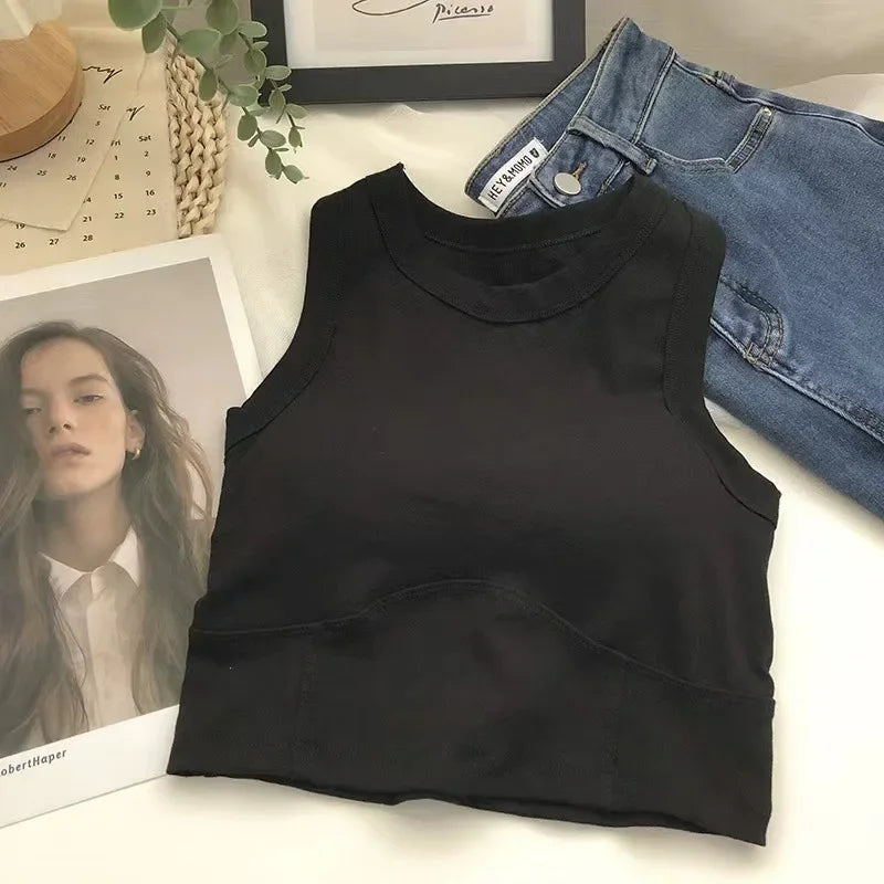 Fashion Uniform Color Tanks Camisole Clothing Sexy Waistcoat for Women Sports No Steel Ring Chest Pad Yoga Vest Nylon Underwaist