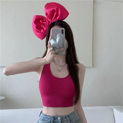 Sexy Back Cross Women Sexy Tops Thread with Breast Pads Sports Gym Bra Gathering Korean Version Camisoles Outdoor