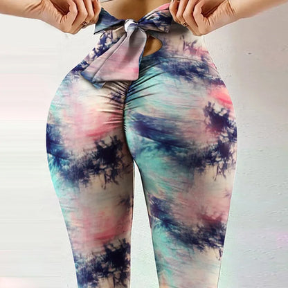 DeanFire New Design Women High Waisted Tie Dye Printed Leggins Women Fitness Tight Quick Drying Butt Lift Yoga Pants Leggings