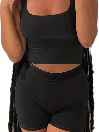 Women's 2 Piece Casual Workout Outfits Ribbed Knitted Yoga Tank Top High Waist Leggings Tracksuit Active Wear Sets