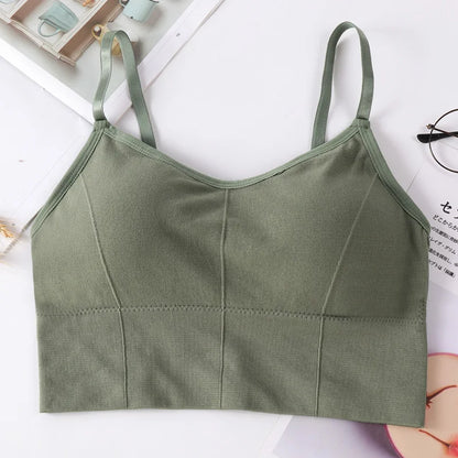 new women Sports Bras top tank vests Wrapped chest U-shaped beautiful back suspender girl's underwear student sports female vest