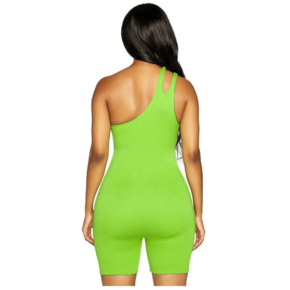 One Shoulder Gym Overalls Fitness Clothing Women Yoga Sporty Jumpsuit Woman 2023 Workout Clothes for Women Sportswear Green