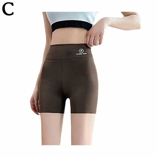 1pcs Women's Leggings Belly Tightening And Hip Lifting Pants Anti Glare Yoga Ice Silk Seamless Shorts Safety Shorts 3/4 Pants ﻿