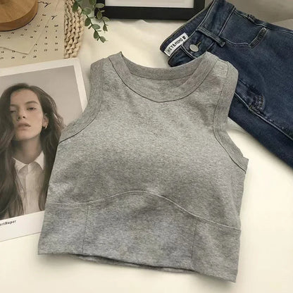 Fashion Uniform Color Tanks Camisole Clothing Sexy Waistcoat for Women Sports No Steel Ring Chest Pad Yoga Vest Nylon Underwaist