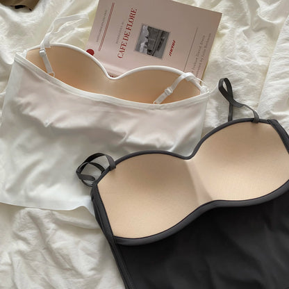 Tank Top Bra Seamless Skin-Friendly U-Back Vest with Fixed Chest Pad Suspender for Women Popular Cool Solid Knitted Yoga Gym