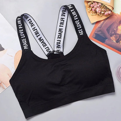 Sports Underwear Women Yoga Fitness Seamless Crop Top Wide Letter Straps Comfortable Workout Activewear Tees Tanks