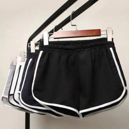 Women's Cotton Yoga Shorts Mid-waist Casual Loose Straight Pants Lady Striped Sports Shorts Running Wearing Gym Yoga Hot Pants