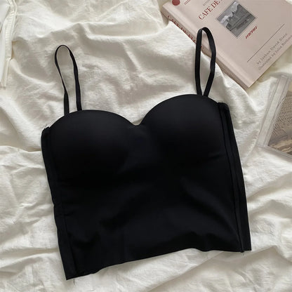 Tank Top Bra Seamless Skin-Friendly U-Back Vest with Fixed Chest Pad Suspender for Women Popular Cool Solid Knitted Yoga Gym