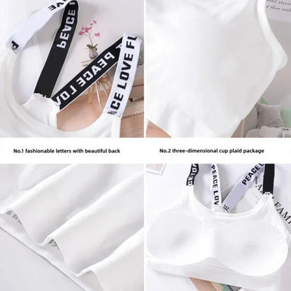 Sports Underwear Women Yoga Fitness Seamless Crop Top Wide Letter Straps Comfortable Workout Activewear Tees Tanks