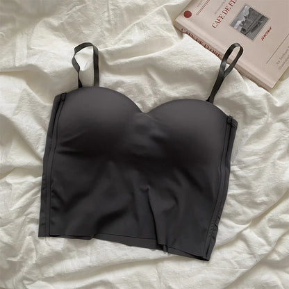 Tank Top Bra Seamless Skin-Friendly U-Back Vest with Fixed Chest Pad Suspender for Women Popular Cool Solid Knitted Yoga Gym